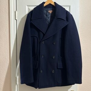 Michael Kors men's navy wool blend classic-fit double-breasted peacoat Size XL